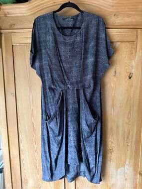 AllSaints Slate Gray Textured Scoop Neck Dress